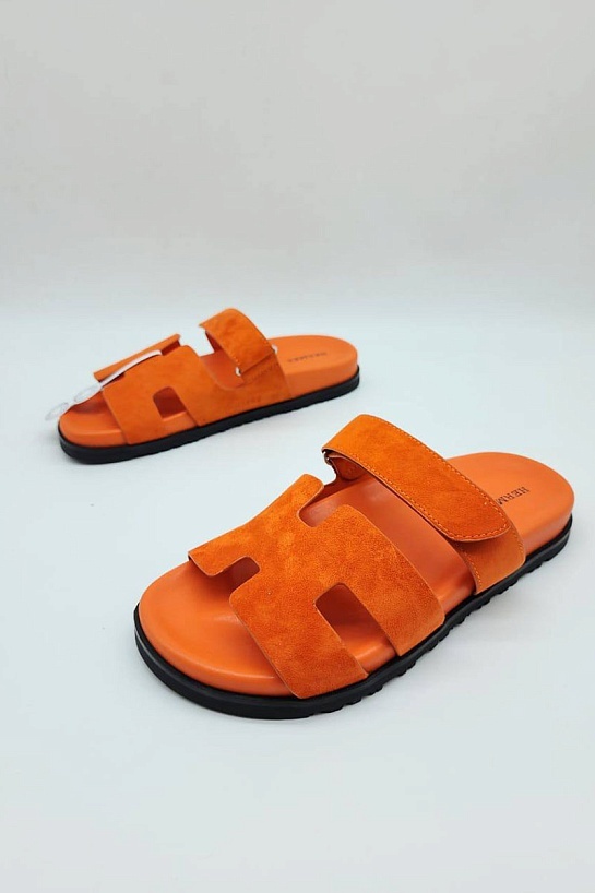 Женские замшевые сандалии Hermes Chypre - Orange