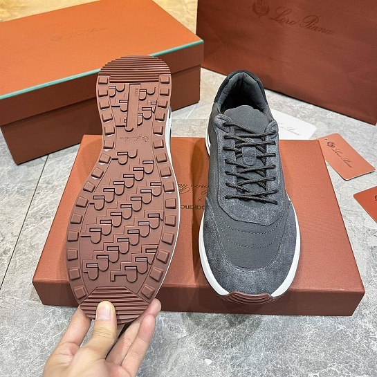 Замшевые кроссовки Loro Piana Week End Walk - Grey