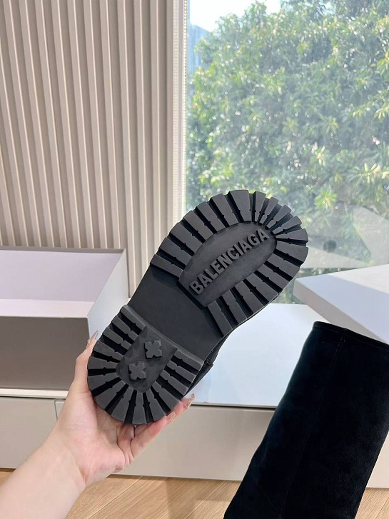 Женские ботинки Balenciaga Alaska Fur High Boot Premium  - Black