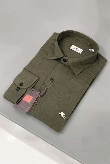 Зелёная льняная рубашка Etro Pegaso   