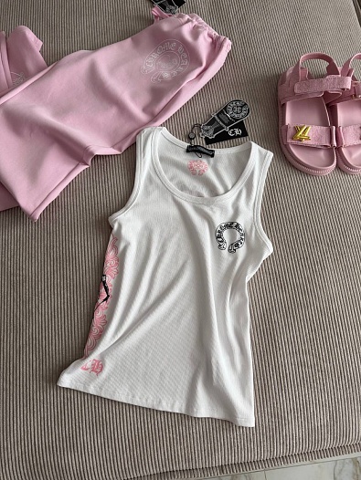 Женская белая майка Chrome Hearts premium   