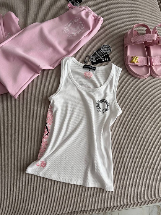 Женская белая майка Chrome Hearts premium