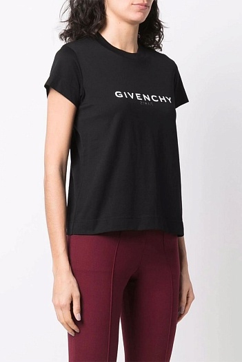 Женская футболка Givenchy reversal logo-print - Black   