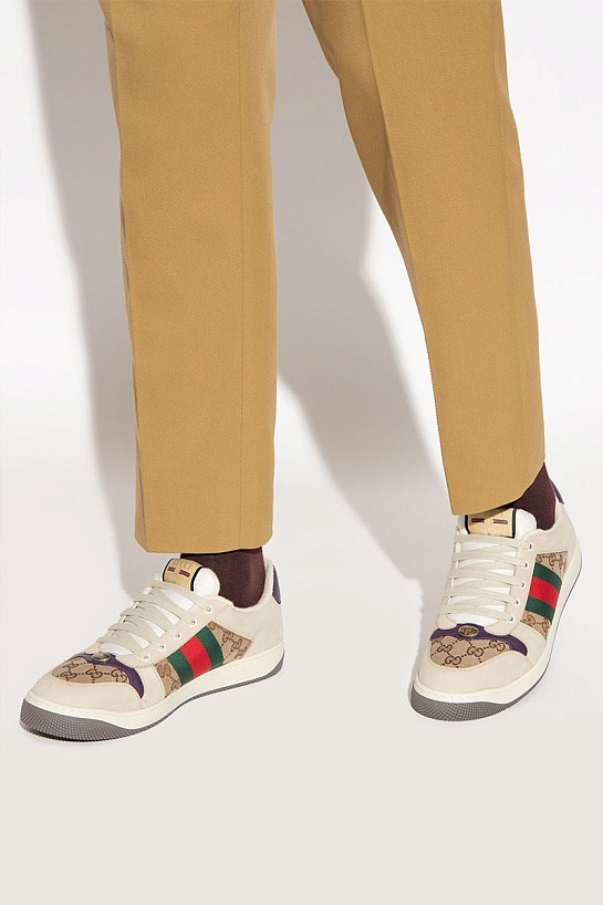 Кожаные кроссовки Gucci GG Screener - White