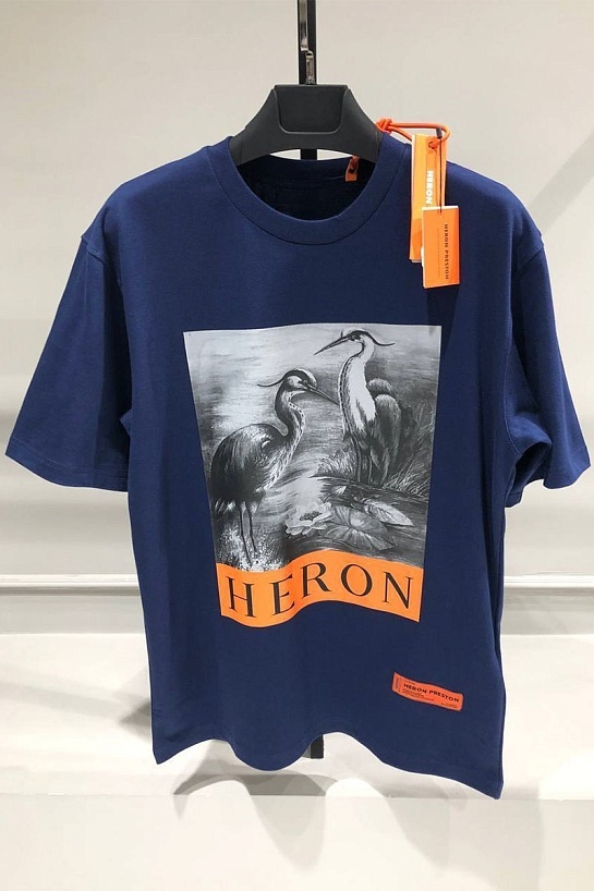 Тёмно-синяя оверсайз футболка Heron Preston