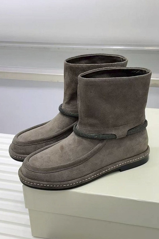 Женские замшевые сапоги Brunello Cucinelli premium - Beige