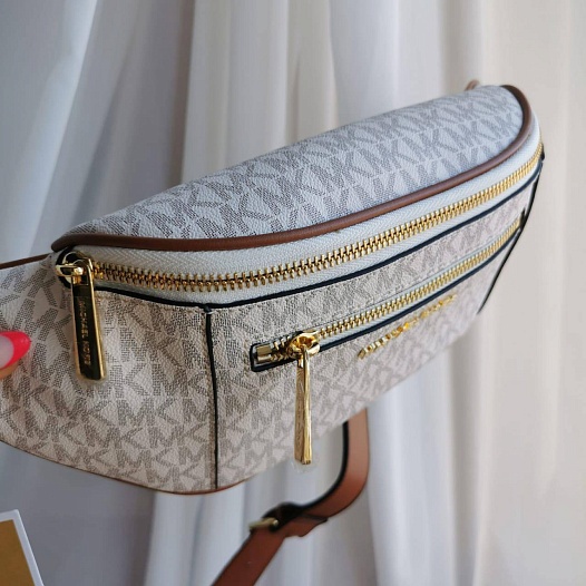Кожаная поясная сумка Michael Kors Mott 33x16 см - White   