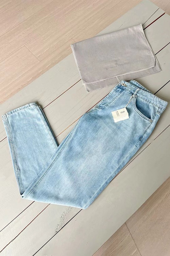 Мужские облегчённые джинсы Brunello Cucinelli Premium Traditional Fit - Blue