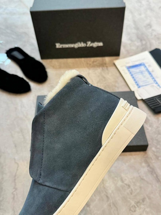 Кроссовки с мехом Ermenegildo Zegna Triple Stitch - Grey