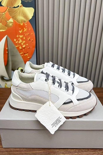 Женские комбинированные кроссовки Brunello Cucinelli   