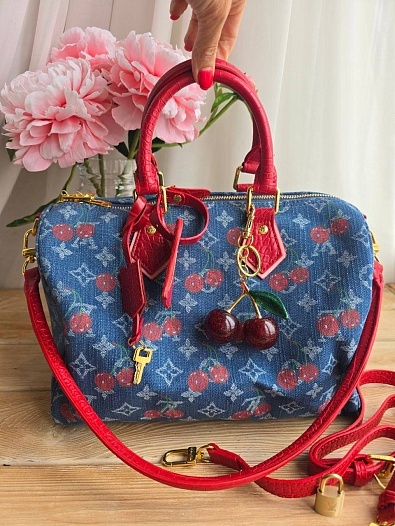 Сумка Louis Vuitton x Takashi Murakami Cherry Speedy Denim 30x22 см   
