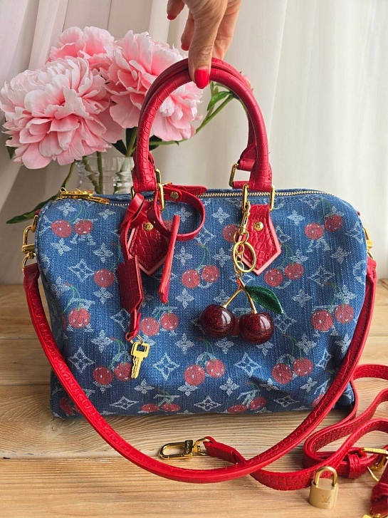 Сумка Louis Vuitton x Takashi Murakami Cherry Speedy Denim 30x22 см