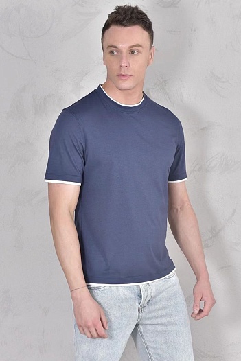 Футболка Brunello Cucinelli Premium layered-effect - Dark Blue   