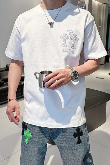 Белая оверсайз футболка Chrome Hearts Premium   