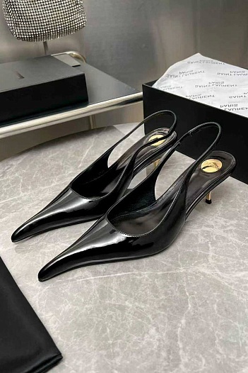 Женские кожаные туфли на каблуке Yves Saint Laurent premium   