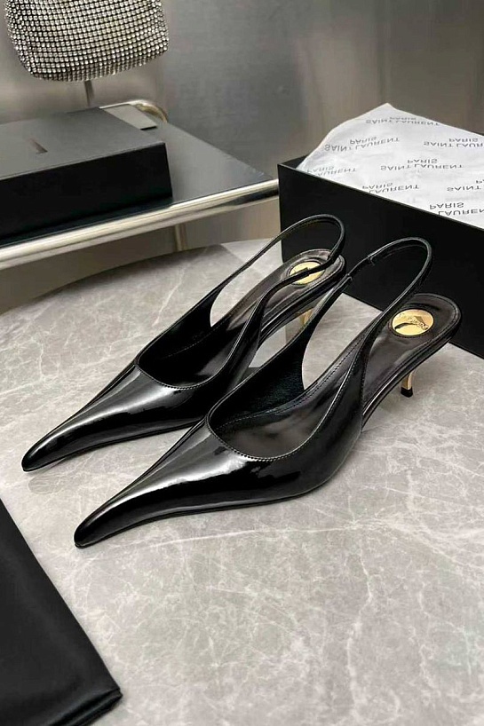 Женские кожаные туфли на каблуке Yves Saint Laurent premium
