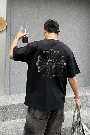 Чёрная оверсайз футболка Chrome Hearts Premium   