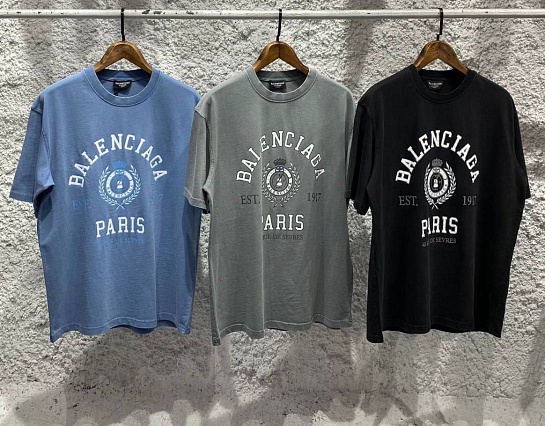 Синяя оверсайз футболка Balenciaga College est.1917