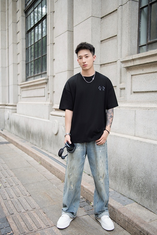 Чёрная оверсайз футболка Chrome Hearts Premium