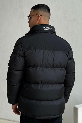 Утеплённая куртка Moncler Peuplier logo-patch - Black   