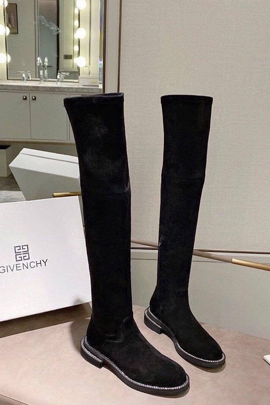 Женские замшевые ботфорты Givenchy чёрного цвета