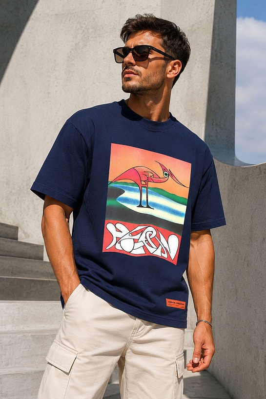 Фиолетовая оверсайз футболка Heron Preston