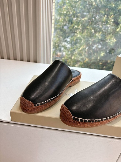 Женские кожаные шлёпанцы Brunello Cucinelli Premium - Black   