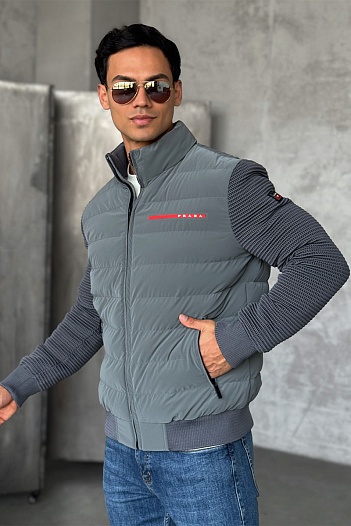 Куртка с вязаными рукавами Prada Linea Rossa - Grey   