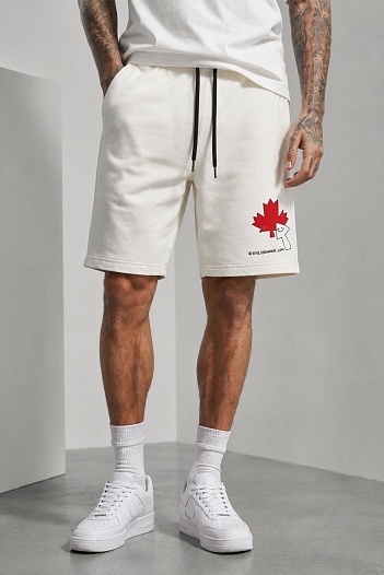 Белые мужские шорты Dsquared2 maple leaf-print   