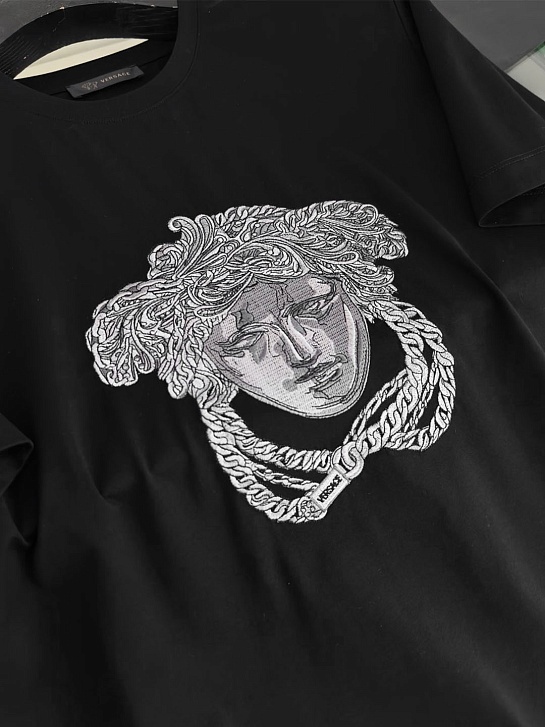 Мужская футболка Versace Medusa logo-embroidered - Black