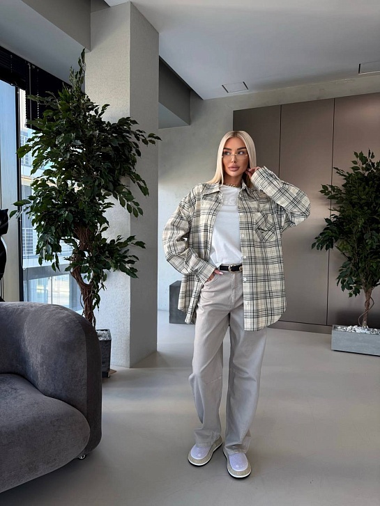 Женская оверсайз рубашка в клетку Maison Margiela premium