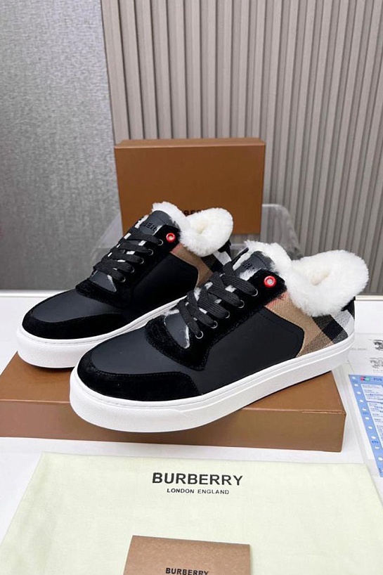 Мужские кроссовки с мехом Burberry Stevie - Black