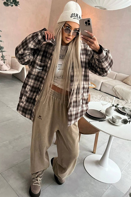 Женская утеплённая куртка в клетку MIU MIU Premium