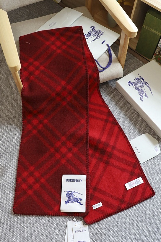 Шарф Burberry Check premium 182x30 см - Red