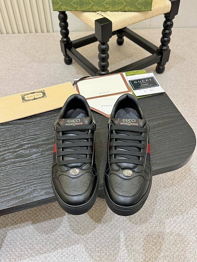 Кожаные кроссовки Gucci GG Screener - Black   