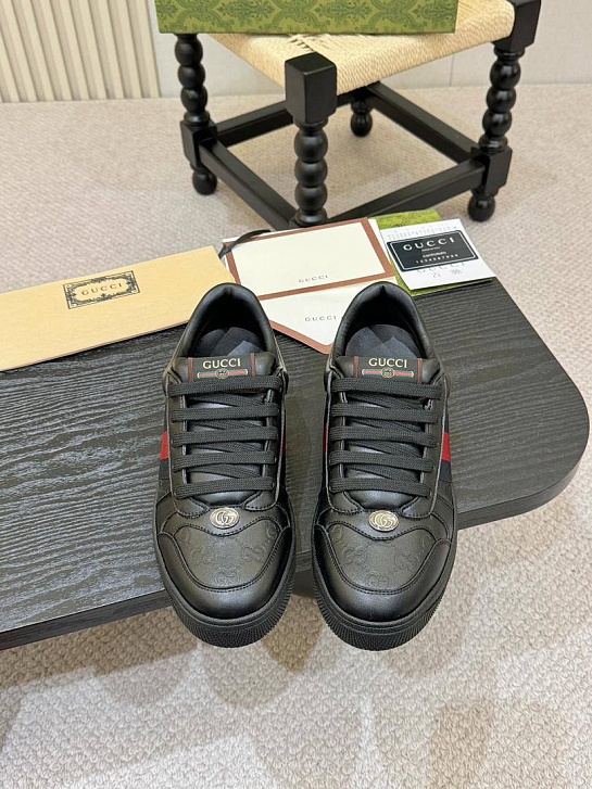 Кожаные кроссовки Gucci GG Screener - Black