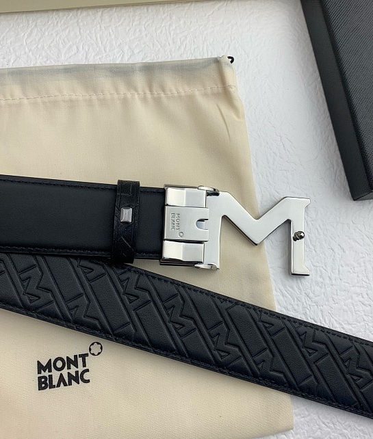 Двусторонний кожаный ремень Montblanc Premium (ширина 3.5 см)