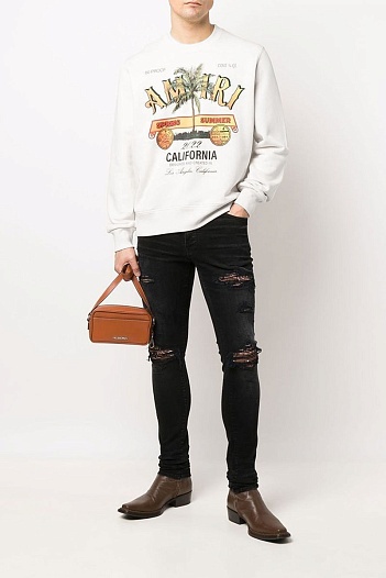 Белый мужской свитшот Amiri Rum Label logo-print   