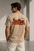 Бежевая оверсайз футболка Off-White logo-print