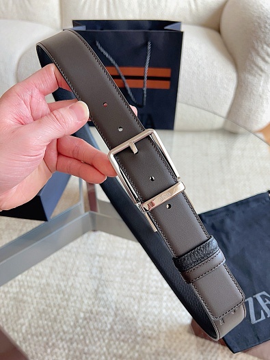 Двусторонний кожаный ремень Zegna premium   