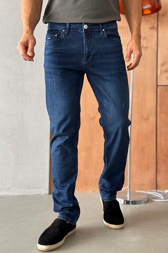 Мужские джинсы тёмно-синего цвета Brioni regular fit
