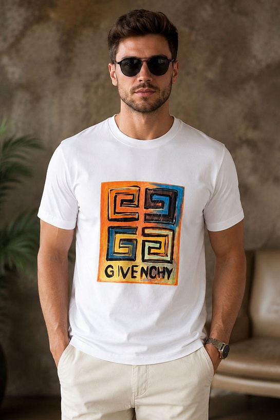 Мужская белая футболка Givenchy 4G logo print