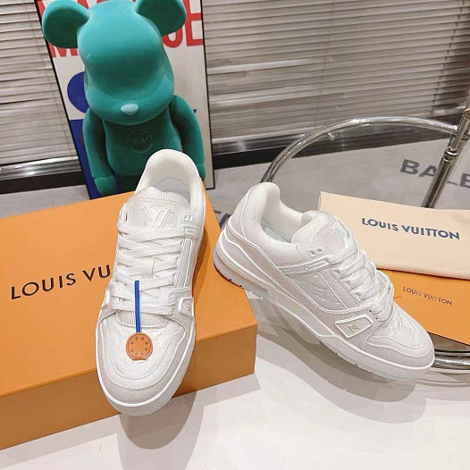 Женские кожаные кроссовки Louis Vuitton Trainer Monogram - White   
