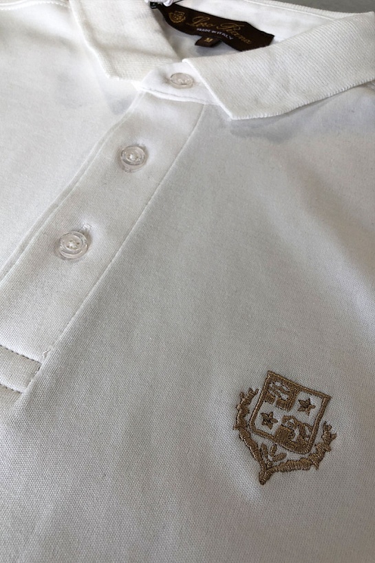 Белое мужское поло Loro Piana embroidered logo