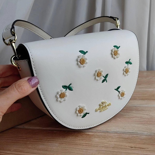 Кожаная сумка Coach Flower 19x14 см