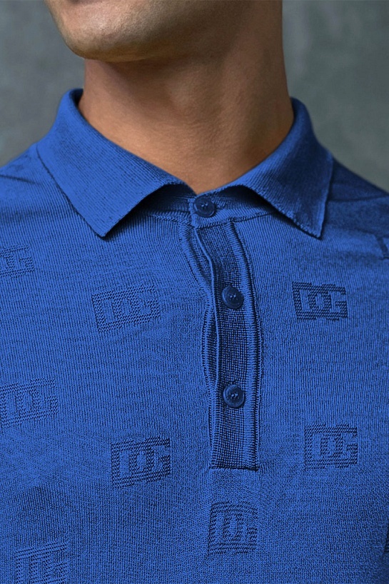 Мужское поло Dolce & Gabbana monogram all-over - Blue