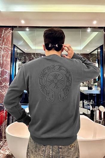 Мужской свитшот Chrome Hearts серого цвета   