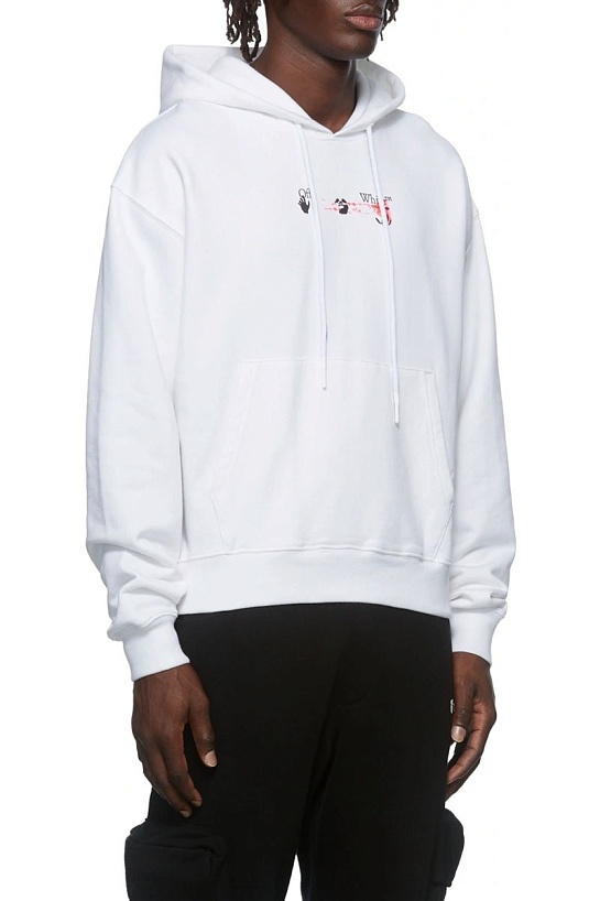 Белое оверсайз худи Off-White Acrylic Arrow