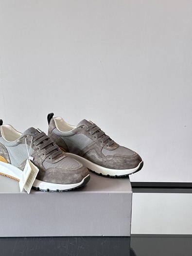 Мужские комбинированные кроссовки Brunello Cucinelli   