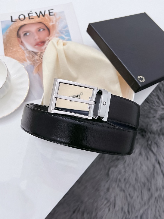 Двусторонний кожаный ремень Montblanc Premium (ширина 3.5 см)
